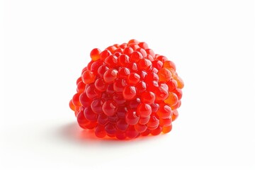 Close-up of a single raspberry on a white surface