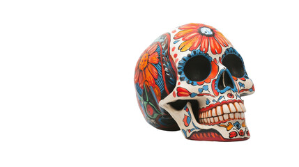 Colorful Sugar Skull Decorated with Flowers