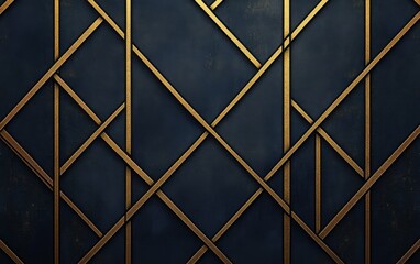 Black background with golden lines geometric shapes, dark blue and gold color scheme Generative AI