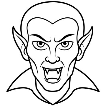 recommend clip art: Vampire Face Bold Line Art Vector with Fangs and Piercing Eyes