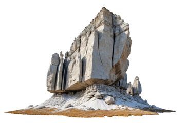 Natural rock formation, full body centered, isolated against a pristine white background, high-resolution stock photograph, ultra clear, realistic textures, highly detailed, natural light, studio shot