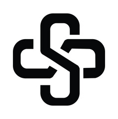 Vector flat logo icon modern cross medical isolated on white background