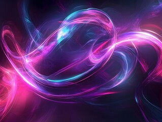 Vibrant Swirling Neon Glow Abstract with Luminous Waves of Energy