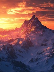 Obraz premium Majestic Sunrise over Snow-Capped Mountains