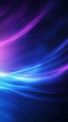 Vibrant abstract waves of purple and blue light create a stunning visual effect against a dark background in a digital artwork
