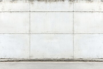 Fototapeta premium A simple concrete wall exhibits a clean, textured surface, creating a stark backdrop against the smooth pavement below
