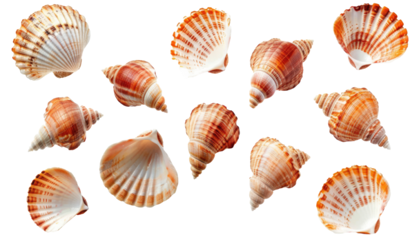 seashells isolated on transparent background 