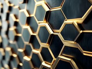Obraz premium Golden Hexagon Abstract Pattern with Metallic Finish for Premium Branding and Futuristic Design