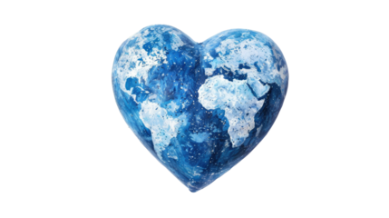 Heart shaped earth isolated on transparent background