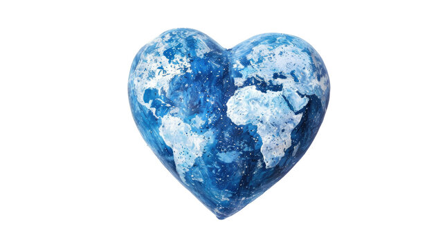 Heart shaped earth isolated on transparent background