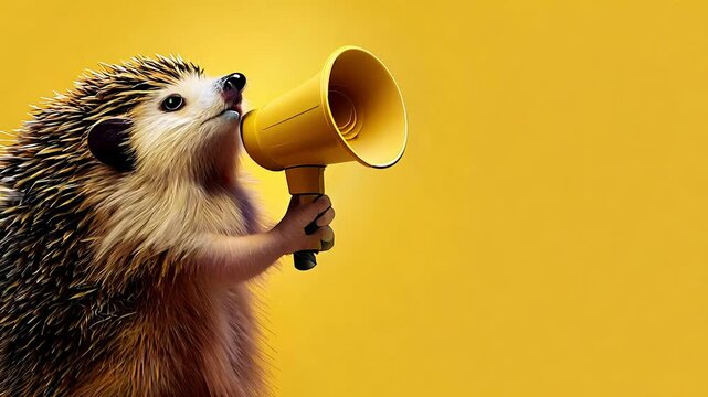 hedgehog shouting into megaphone. Generative Ai