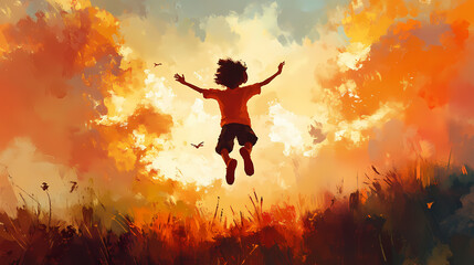 Sense of freedom and joyful. Joyful. Illustration
