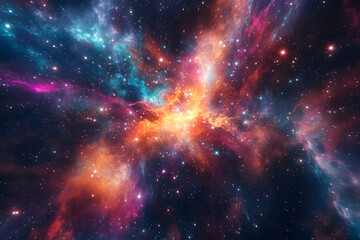 Fototapeta premium cosmic nebula explosion with vibrant colors, deep space background, galactic phenomenon, universe, stars, galaxy, outer space, astronomy, colorful, high-resolution image