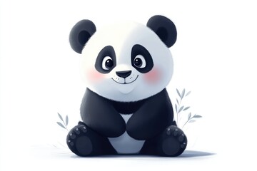 Adorable baby panda sitting and smiling