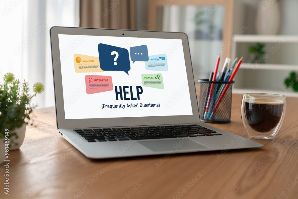 Poster help screen on the website provide answer to faq frequently asked question snugly with knowledge inf