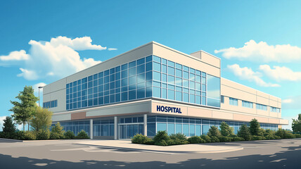 Obraz premium illustration, hospital building with text 