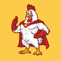 Chicken Superhero Mascot for Fried Chicken Restaurant