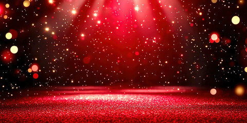 Festive red glitter abstract background