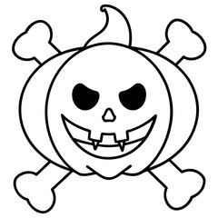 Pirate Themed Jack Lantern with Crossbones Outline Vector