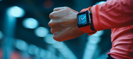 Individual engages in workout while utilizing a modern fitness tracker for activity monitoring