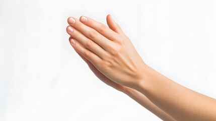 Closeup of a woman's hands clasped together in prayer.