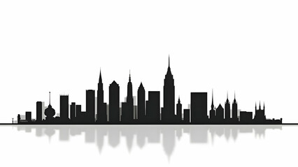 City skyline silhouette on white background