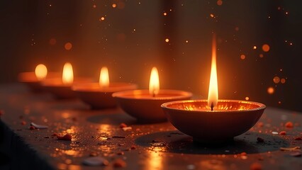 a banner for congratulations on Diwali and the festival of lights with an oil lamp