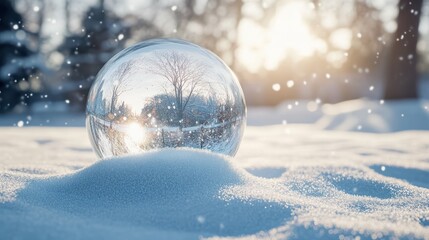 snow globe in snow Generative Ai
