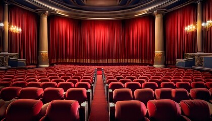 cinema auditorium with red chairs