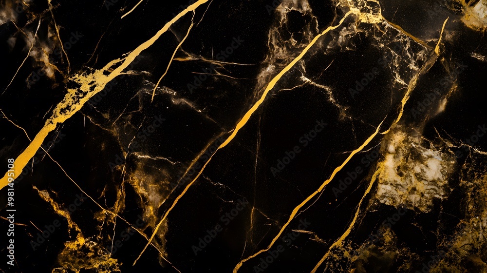 Canvas Prints Close-up of black marble with gold veins.