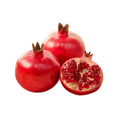 Fresh delicious pomegranate fruit isolated on a transparent background by AI generative