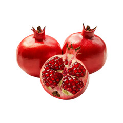 Fresh delicious pomegranate fruit isolated on a transparent background by AI generative