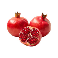 Fresh delicious pomegranate fruit isolated on a transparent background by AI generative