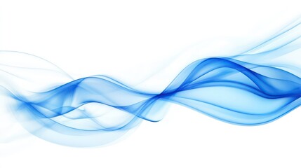 Fototapeta premium Abstract blue wavy lines on a white background.