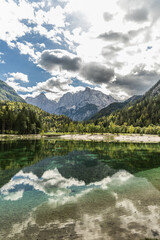 Mountain lake Jasna in Krajsnka Gora, Slovenia. Triglav National Park, Julian alps. Travel slovenia.