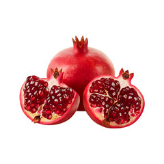Fresh delicious pomegranate fruit isolated on a transparent background by AI generative