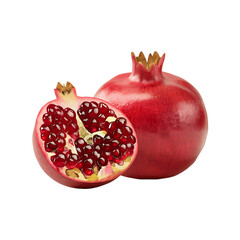 Fresh delicious pomegranate fruit isolated on a transparent background by AI generative