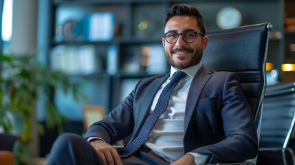 Naklejka premium Portrait of a businessman sitting in an office