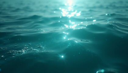 Celestial Ocean Surface with Shimmering Waves, Fluid Stars Reflecting