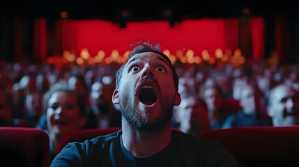 Obraz premium Reaction Shot of an Audience in a Theater Gasping | Captivating Moment of Surprise and Suspense