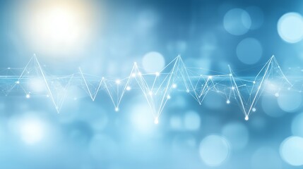 A light blue abstract background featuring a digital heartbeat line with subtle tech patterns, suitable for healthcare presentations
