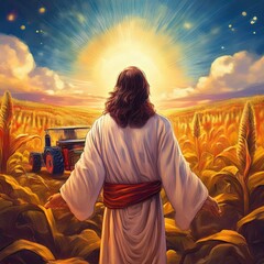 Jesus blesses your field and tractor