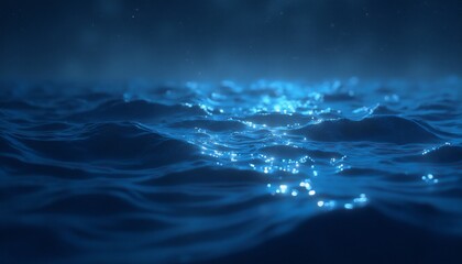 Fototapeta premium Shimmering Indigo Sea with Celestial Stars, Fluid Waves Reflecting
