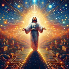 Jesus floats over the new world