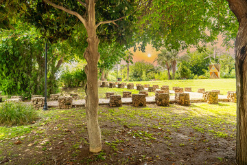 Touristic Antalya city Muratpaşa district, Lara road, public parks on the sea view cliffs.