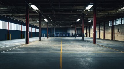 Obraz premium Attention: Make sure that the warehouse appears completely vacant and orderly. Avoid including any personnel or equipment that might detract from the emptiness of the space.