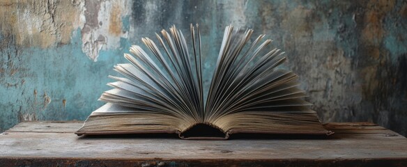 The Book on Wooden Table