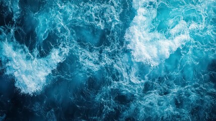 Fototapeta premium Abstract view of whitecaps and waves crashing in the ocean.