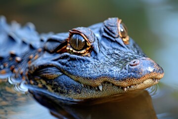 Fototapeta premium Close-up of an alligator's face in the water.