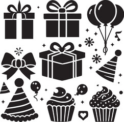 Birthday Icon, Cake Gift Icon vector